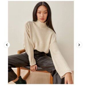 Reformation Poste Baby Alpaca Turtleneck Knit Sweater Cream XS